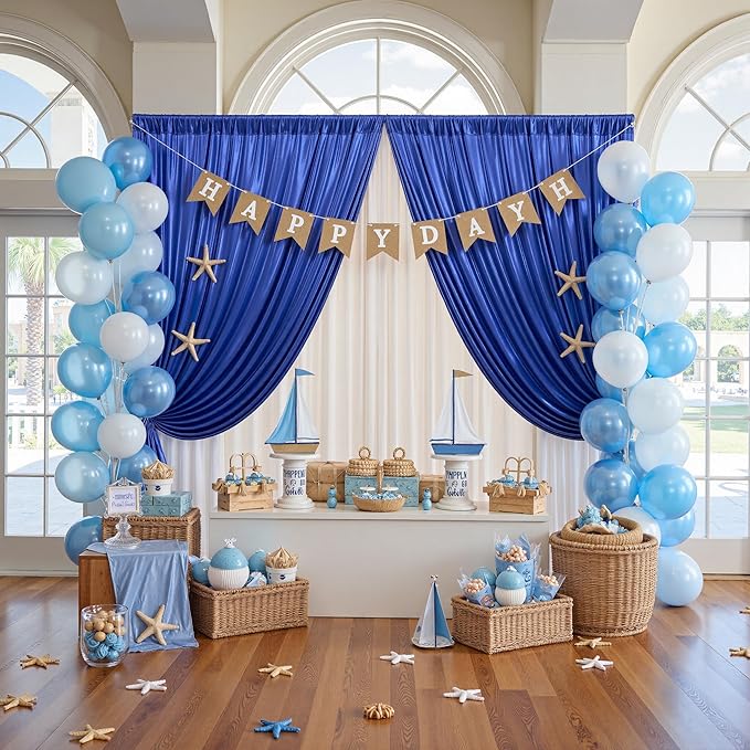 10x10ft Thick Royal Blue Glitter Backdrop Curtain Panels - Image 8