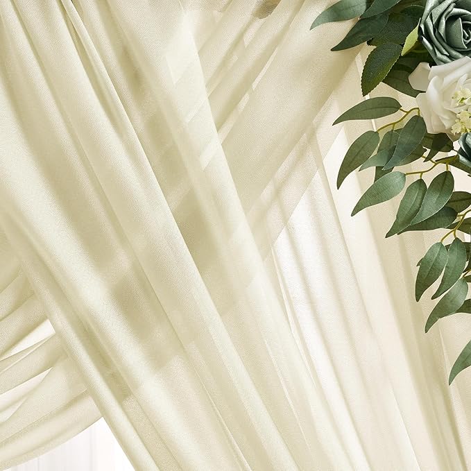 Wedding Arch Draping Fabric Beige Arch Drapes Sheer Backdrop Curtain - Image 7