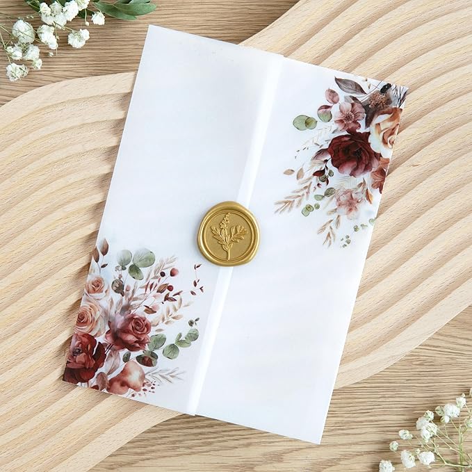 PONATIA 50PCS Vellum Jackets for 5x7 Invitation Cards- 135GSM Burnt Orange - Image 5