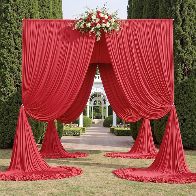 20ft x 15ft Red Wrinkle Free Backdrop Curtains - Image 8
