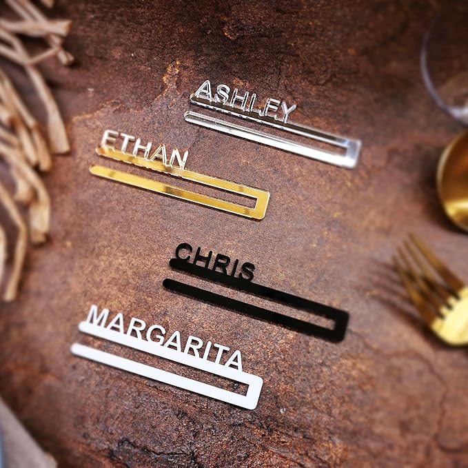 Napkin Name Tags, Personalized Napkin Rings, Wedding Name Cards, Wooden Names - Image 5