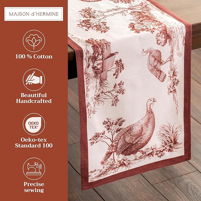 Maison d' Hermine Table Runner 100% Cotton Double Layer Table Runners 72 inches - Image 2