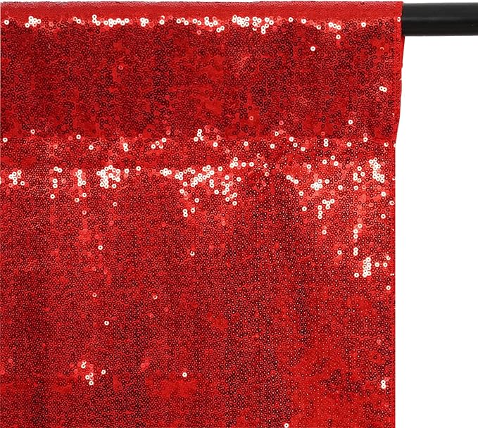 Poise3EHome 7Ft x 7Ft Red Sequin Backdrop, Glitter Thick Satin Sequin - Image 8