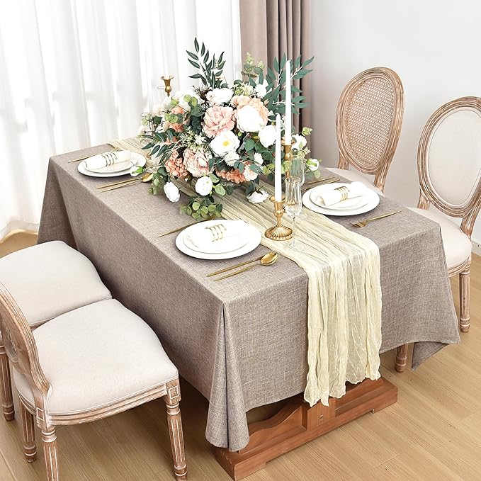 Fitable Faux Linen Tablecloths for Rectangle Tables: Water & Stain Resistant - Image 2