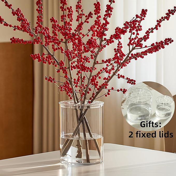 2 Acrylic Cylinder Clear Vase for Centerpieces, Tall Large Unbreakable Plastic - Image 2