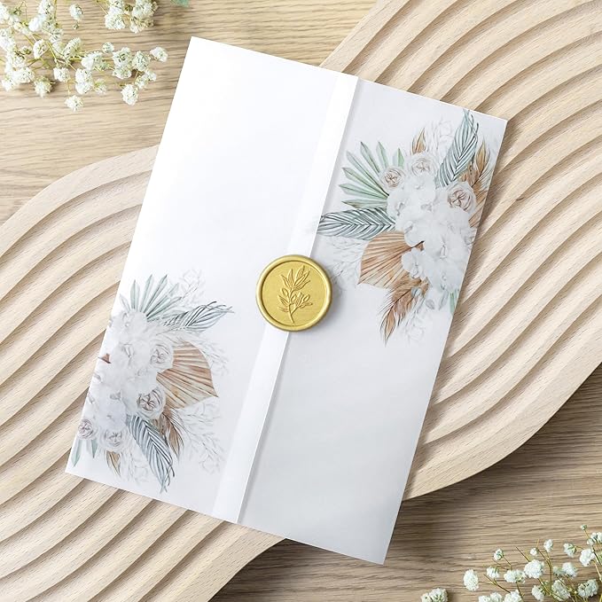 PONATIA 50PCS Vellum Jackets for 5x7 Invitation Cards- 135GSM Boho Flowers - Image 8