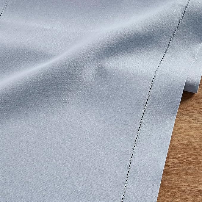 Solino Home Linen Dusty Blue Table Runner 108 Inches Long - Image 8