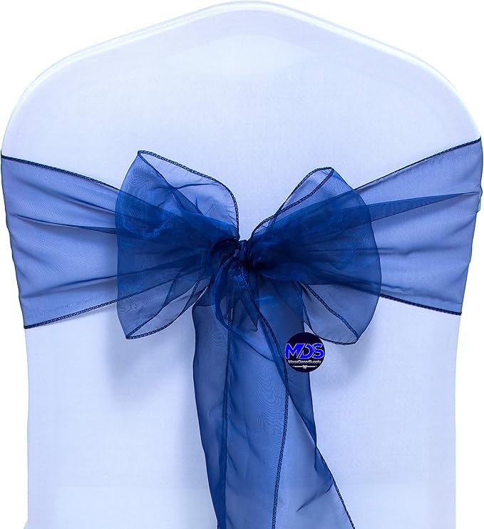 MDS Pack of 250 PCS Organza Chair Sashes Wider Dining Chair Bows Ribbon Tie Back - Image 3