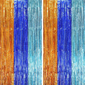 2 Pack Blue Orange Foil Fringe Backdrop Curtains, Tinsel Streamers Party by Voircoloria