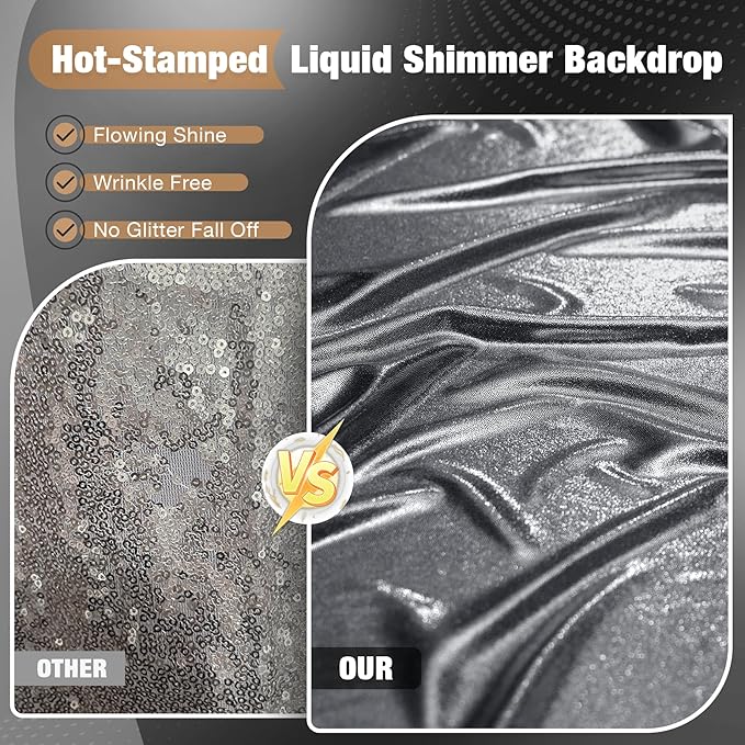 10x10FT Charcoal Silver Sequin Backdrop - Image 2