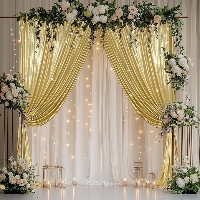 Outpain Thick 20 ft x 10 ft Gold Sequin Backdrop Curtain - Image 8