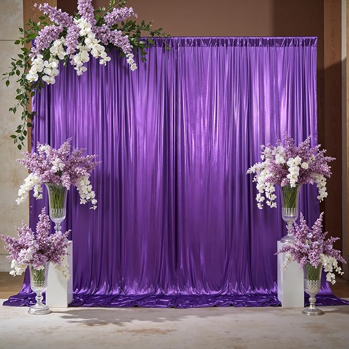 20x10ft Thick Purple Glitter Backdrop Curtain Panels by Outpain