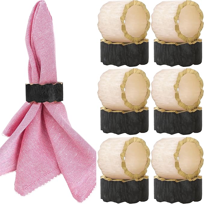 12 Pcs Rustic Epoxy Resin Napkin Rings by CLEENTABLE