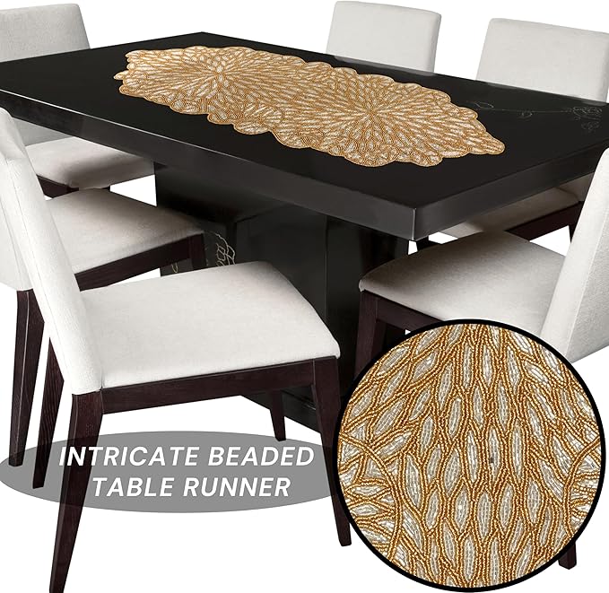 Metallic Bead Table Runner 13x36 Inches - Image 2