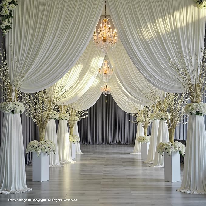PartyVillage 50ft×15ft Ivory Backdrop Curtain - Image 3