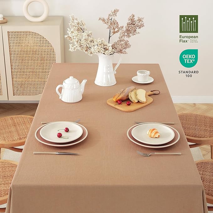 100% Pure French Linen Tablecloths 55x55inch Durable Stonewashed Square Table - Image 4