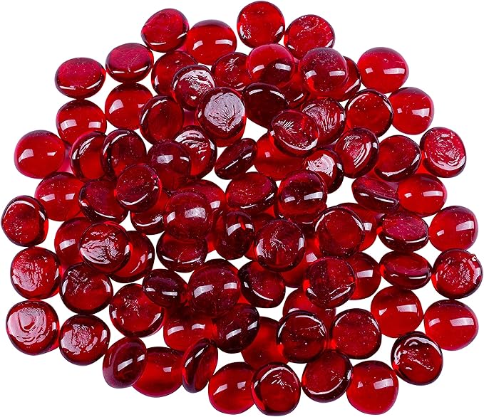 Galashield Flat Glass Marbles for Vases Red Glass Gems Beads Pebbles Vase Filler by Galashield
