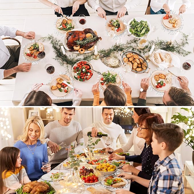 60Pcs Snowflake Paper Placemats Christmas Sliver Glitter Disposable Place Mats - Image 6