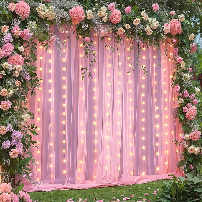 10×10ft Pink Tulle Backdrop Curtain - Image 2