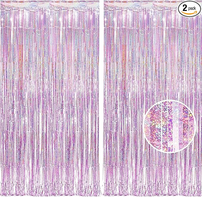 BRAVESHINE Pink Streamers Tinsel Foil Fringe Curtains by BRAVESHINE