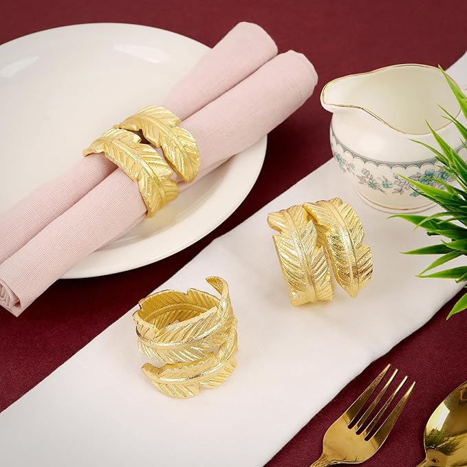 Gold Napkin Rings, Napkin Ring Set of 12, Napkin Holders - Image 5