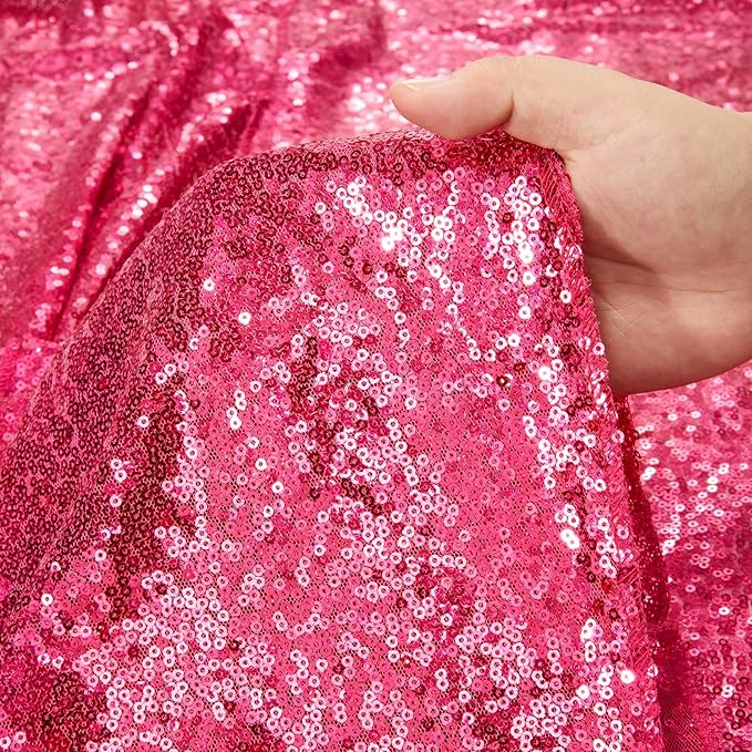 Sequin Table Runner Fuchsia 10 Pcs 12x108 Inches Elegant Wedding Sparkly Fabric - Image 5
