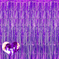 4 Pack Purple Fringe Curtain Backdrop, 3.2Ft x 6.6Ft Metallic Tinsel Foil by Mebiornt