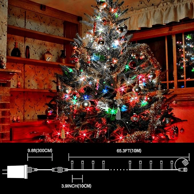 LAMPHOME 33ft Christmas Decorative Mini Lights, 100 LED transparent Wire Fairy - Image 3
