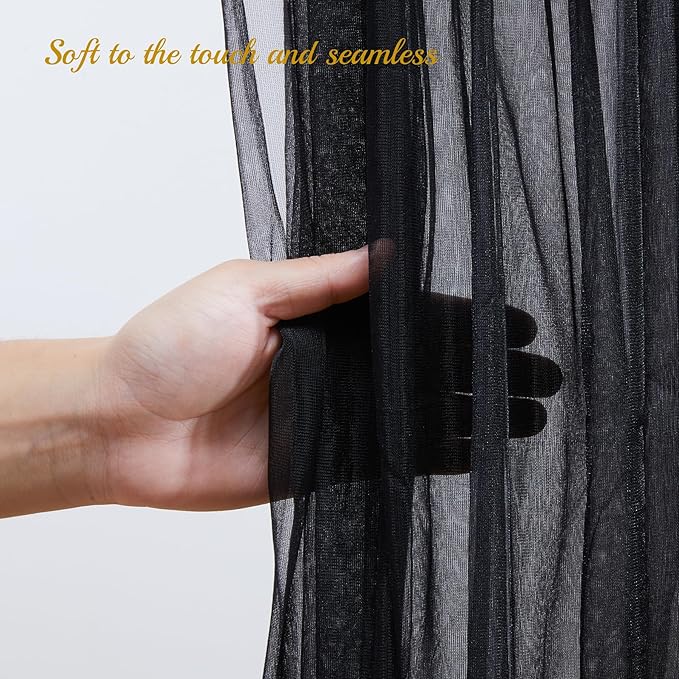 20x10 Black Tulle Backdrop Curtains - Image 4