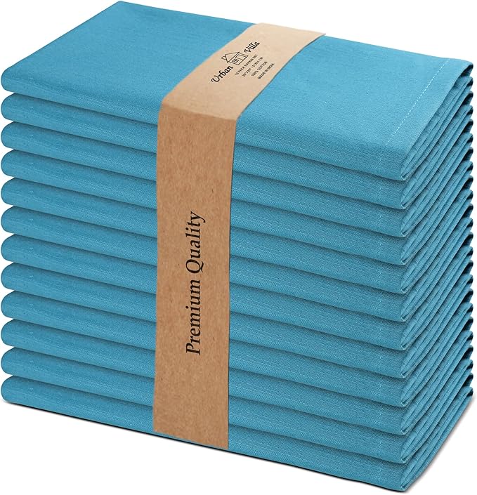 Urban Villa Christmas Dinner Napkins 20’’x20’’ Over Sized Set of 12 Turquise by CottonTrends