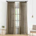 Vision Home Brown Pinch Pleated Semi Sheer Curtains Textured Linen Blended by VisionHome
