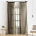 Vision Home Brown Pinch Pleated Semi Sheer Curtains Textured Linen Blended by VisionHome