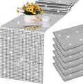 Durony 6 Pack Disco Party Table Runners, 11 x 108 Inch Silver Glitter Foil by durony