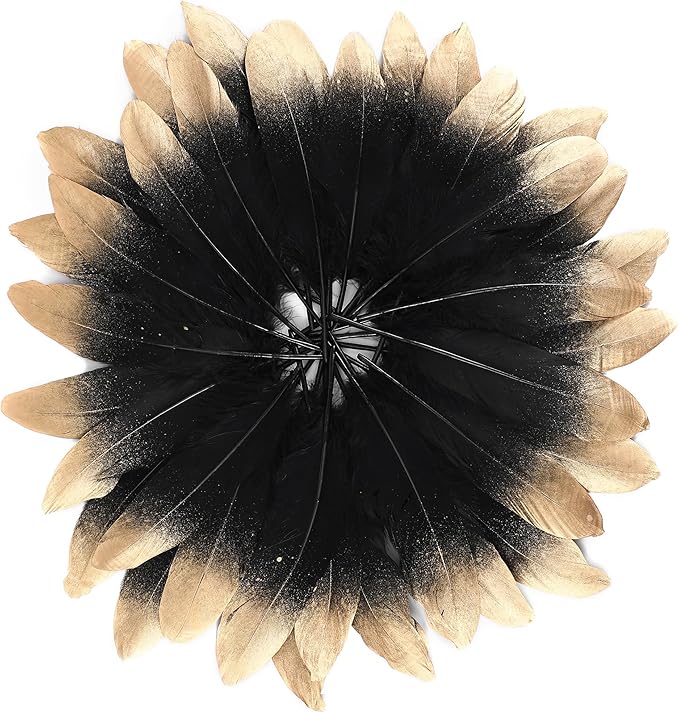 Larryhot Dipped Gold & Black Goose Feathers - Image 2