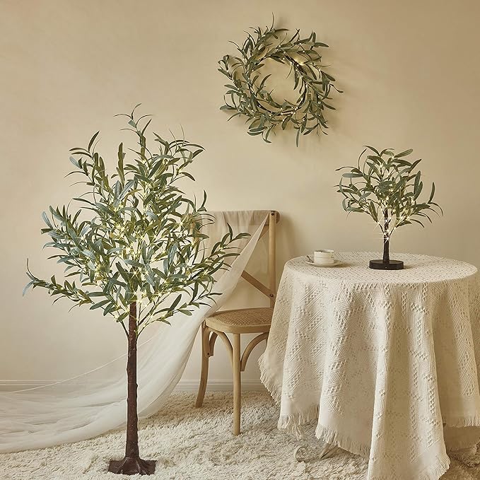 Hairui Lighted Artificial Olive Garland 6FT 96 LED Fairy Lights Battery Operated - Image 7