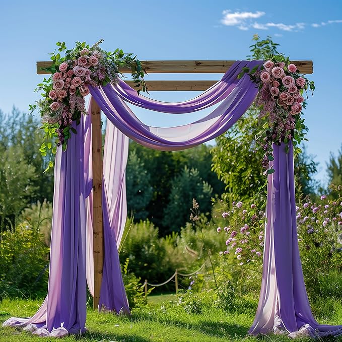 Wedding Arch Draping Fabric 1 Panel 28.7" x 20FT Lavender Purple Sheer Chiffon - Image 2