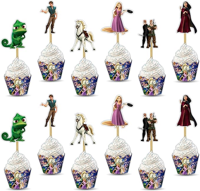 "Rapunzl Cupcake Wrappers – Princess Theme Cupcake Decoration - Image 5