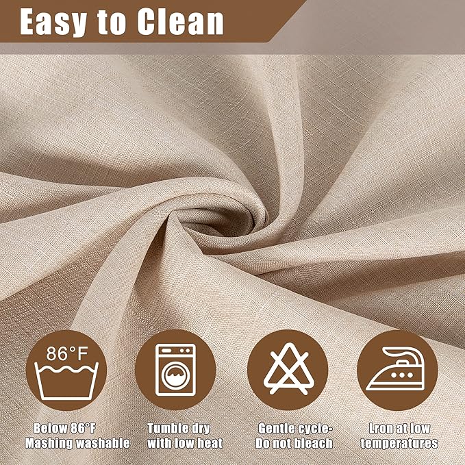 Fitable Beige Faux Linen Tablecloth 54 x 78 Inch - Image 5