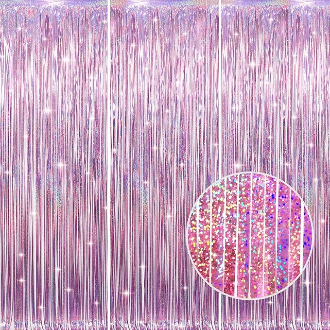 GOER 3.2 ft x 8.2 ft Metallic Tinsel Foil Fringe Curtains Party Photo Backdrop by GOER