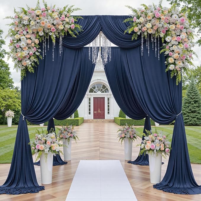 60ftx12ft Wrinkle Free Navy Blue Backdrop Curtain, 12 Panels 12FT Height Navy - Image 8