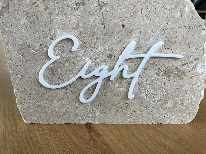 Cursive Wedding Table Number SET, DIY thin modern Black or White acrylic cutouts - Image 2