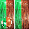 2 Pack Green and Brown Foil Fringe Backdrop Curtains, Tinsel Streamers Party by Voircoloria