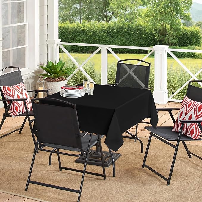 sancua Black Square Tablecloths 85x85 Inch - Image 3