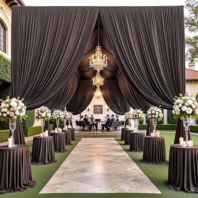 PartyVillage 20ft×15ft Brown Backdrop Curtain - Image 2