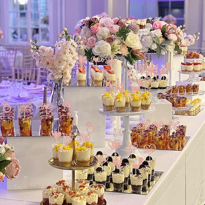 30 PCS He Asked She Said Yes Cupcake Toppers Glitter Wedding Engagement Cupcake - Image 6