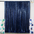 ShiDianYi Navy Blue Backdrop Curtains 2 Panels 4Ftx10Ft Sequin Backdrops by ShiDianYi