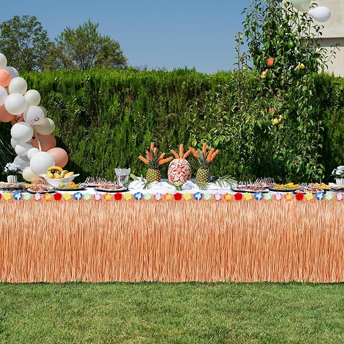 12PCS Hawaiian Table Skirt, Luau Themed Grass Table Skirt Party Supplies - Image 6