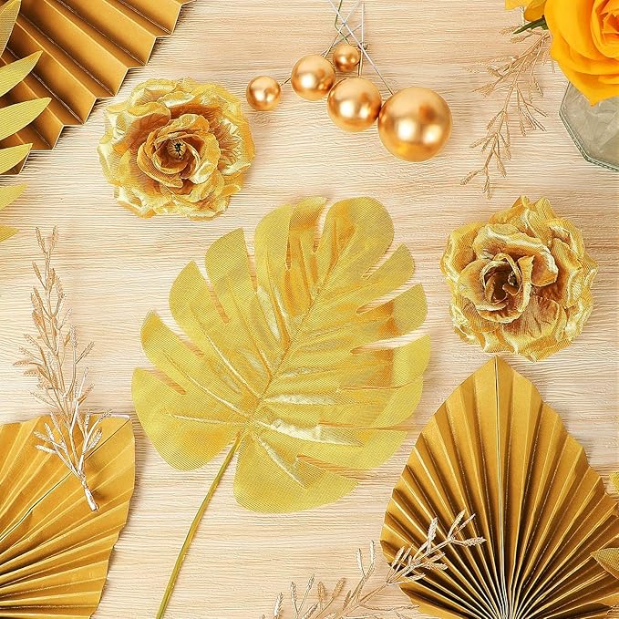26 Pieces Happy Birthday Cake Topper Gold Cake Decorations Palm Leaves Balls - Image 3