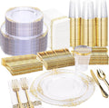 Nervure 350PCS Clear Gold Plastic Plates by Nervure