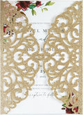 20Pcs Gold Glitter Laser Cut Invitation Cards by FEIYI
